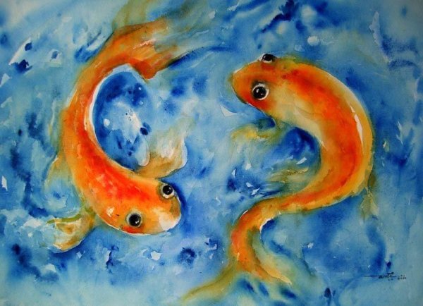 Золотая рыбка живопись