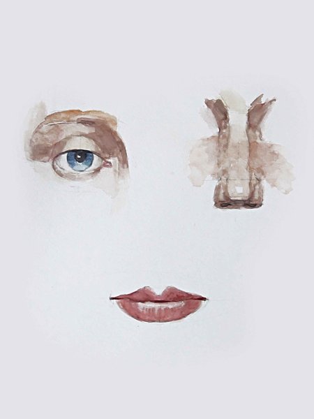 Рисование носа акварелью