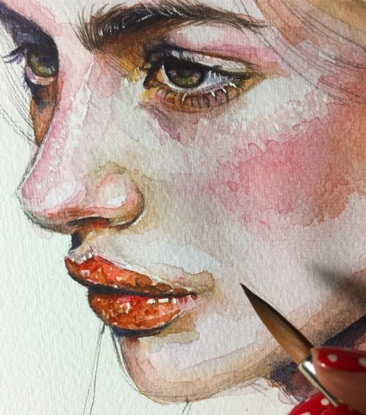 Нос рисунок акварелью