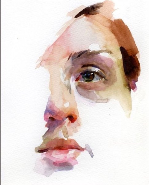 Нос рисовать акварелью