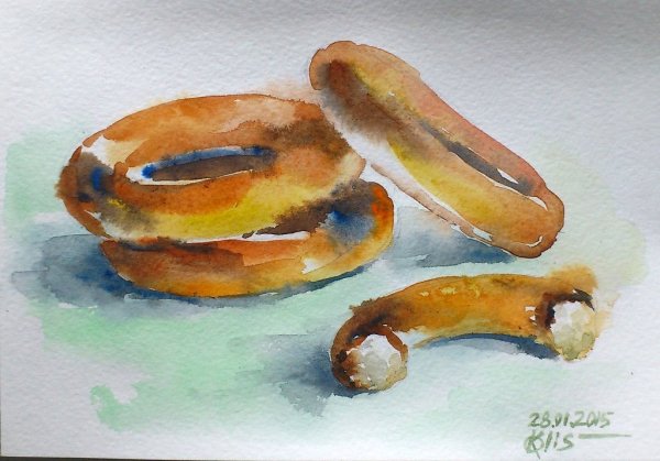 Бублик акварелью