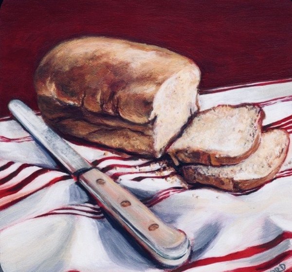 Натюрморт с хлебом акварель