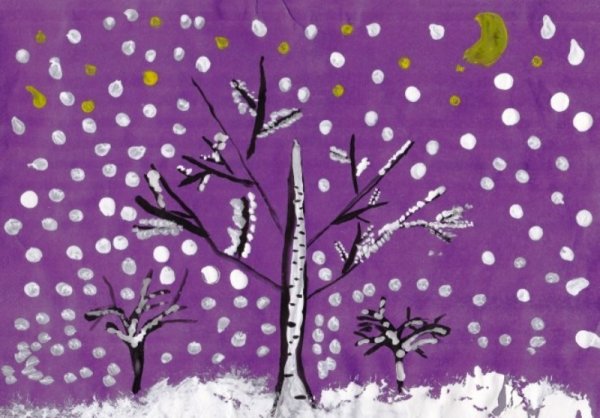 Выдувание гуашью