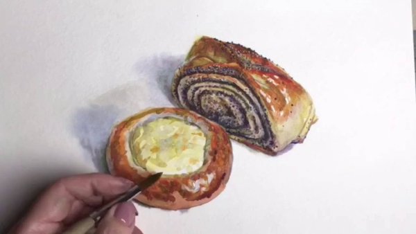 Этюды хлебобулочных изделий акварель