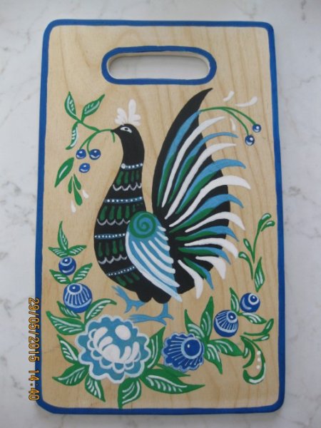 Городецкая роспись птица на доске