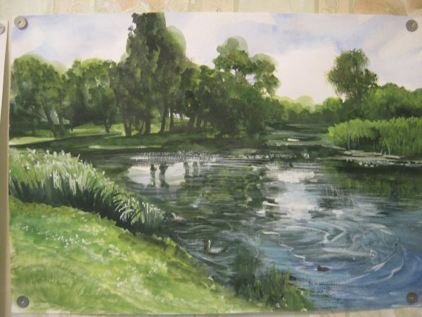 Водоемы гуашью