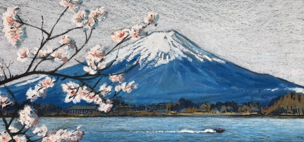 Японский пейзаж пастель