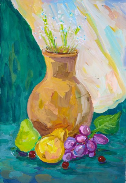 Цветок краски акварели в вазе