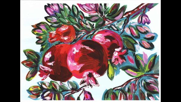 Гранат гуашью