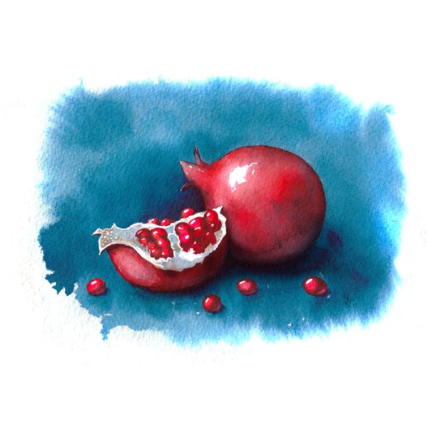 Гранаты акварелью