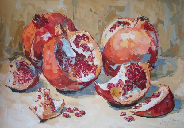 Акварель Базановой гранат