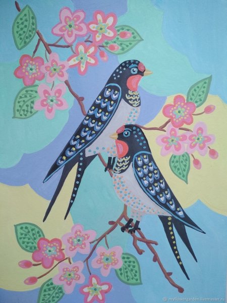 Ласточка рисунок гуашью