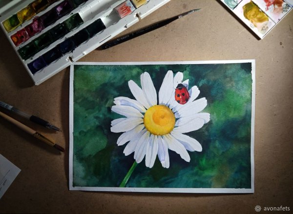 Ромашки акрилом на холсте