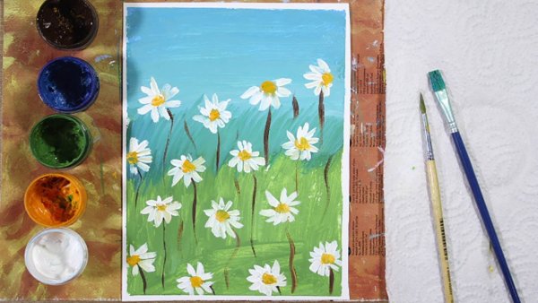 Ромашки картина акрилом