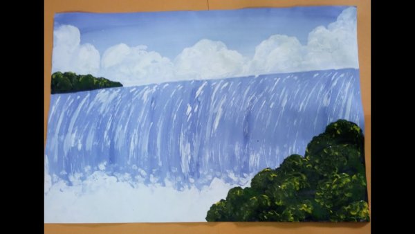 Водопад гуашью для начинающих