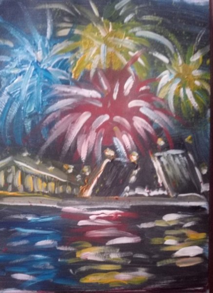 Фейерверк гуашью