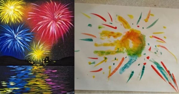 Салют рисование с детьми