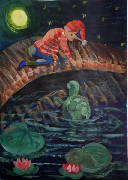 Буратино гуашью