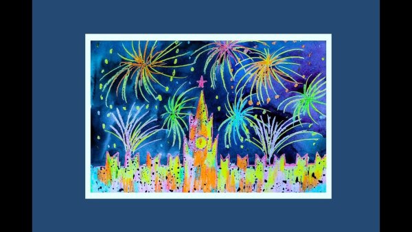 Техника граттаж салют