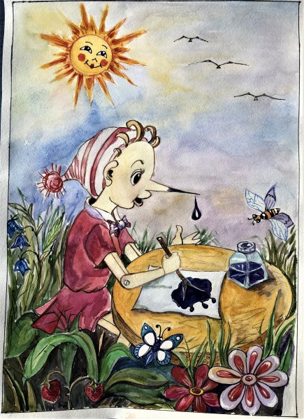 Буратино красками