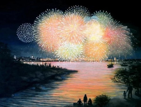 Рисование праздничный город