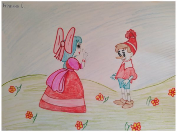 Детские рисунки Буратино