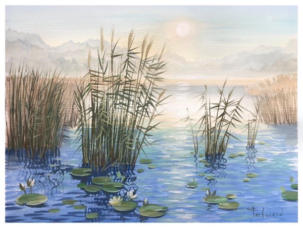 Живопись , художник Рылов ,река, камыши