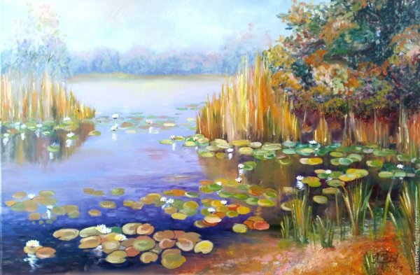 Живопись озеро кувшинки