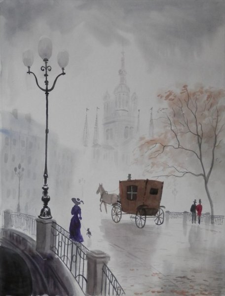 Мост Амстердам гризайль