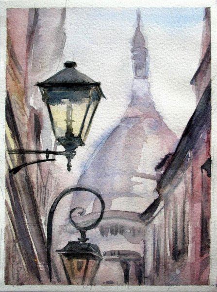 Городские пейзажи с фонарями