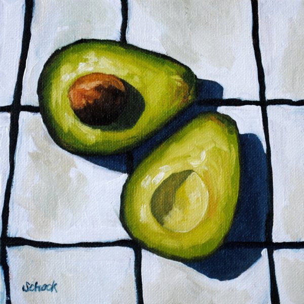 Этюд авокадо акварелью