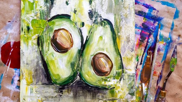 Этюд авокадо акварелью