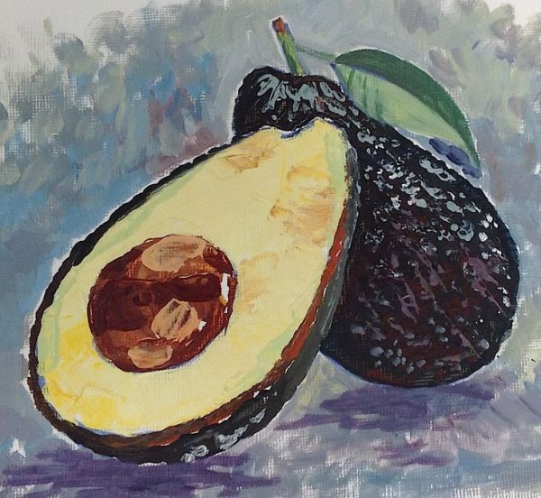Этюд авокадо акварелью