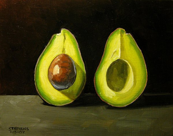 Авокадо скетч акварелью