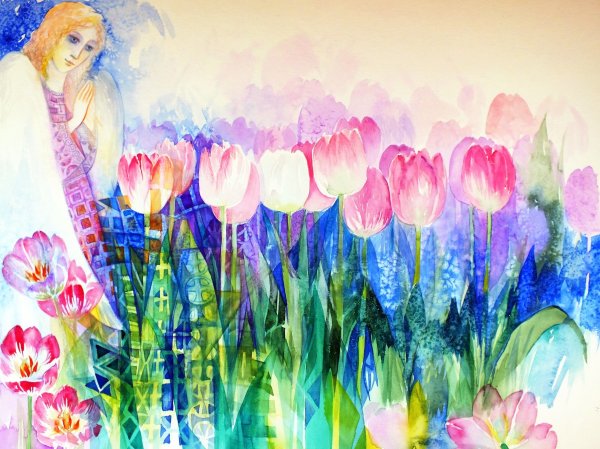 Весеннее настроение акварель