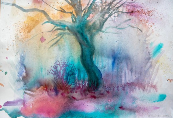 Техника по сырому акварелью