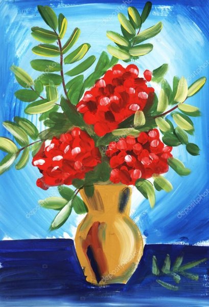 Рябина гуашью