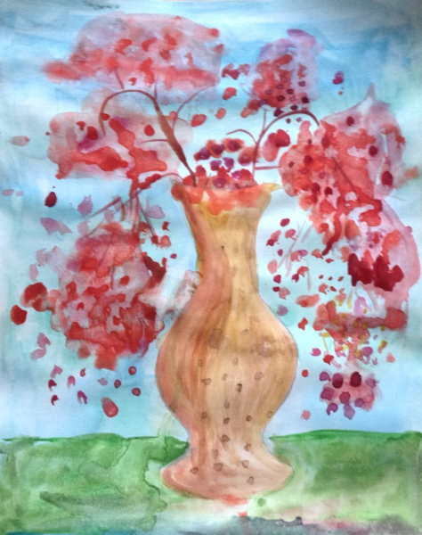 Рябина акварелью для детей