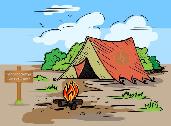 Рисунки с изображением палаток и костра