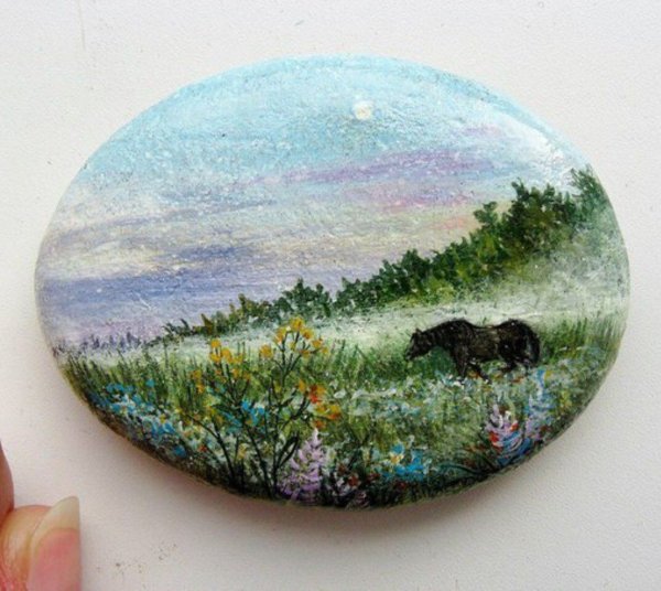 Рисование на камнях пейзажи