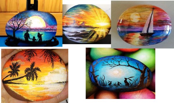 Камни роспись закат