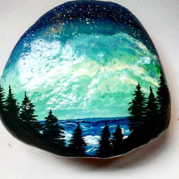 Пейзажи на камнях акриловыми красками