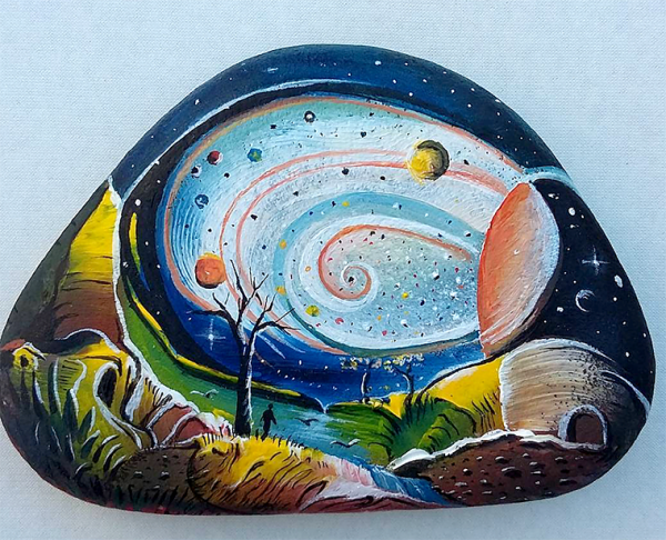 Роспись по камню пейзаж