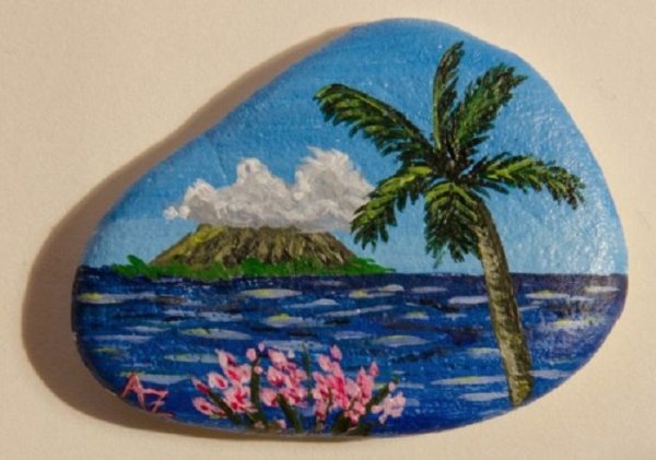 Рисуем на камнях пейзаж