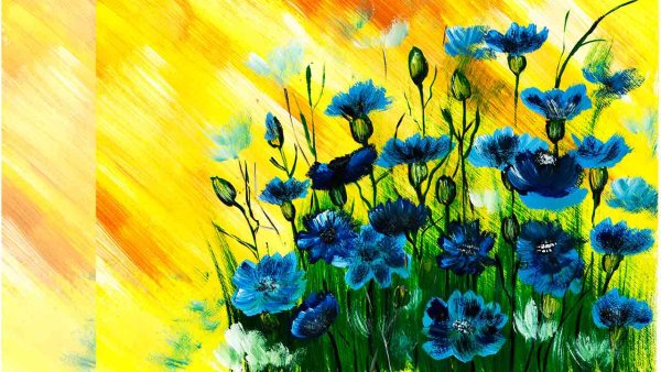 Рисуем Василек красками