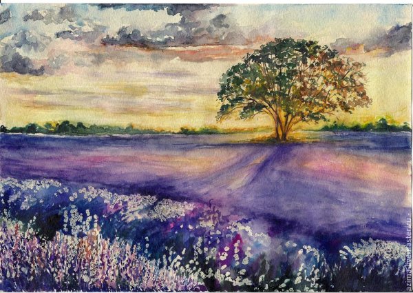 Пейзажи цветов акварелью