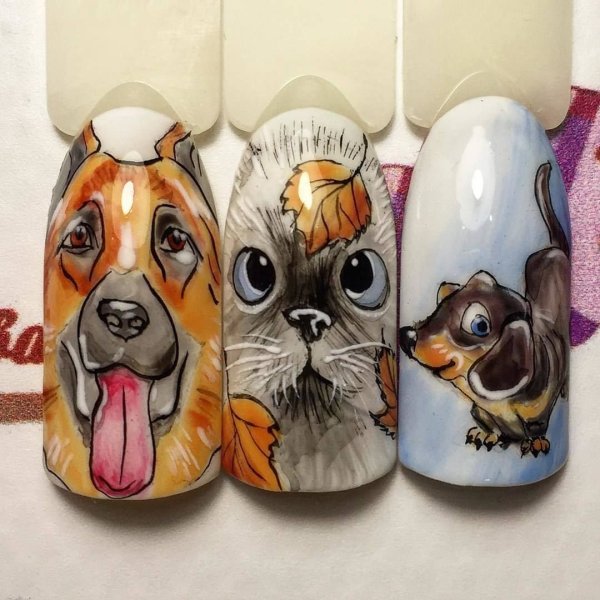 Ногти с животными