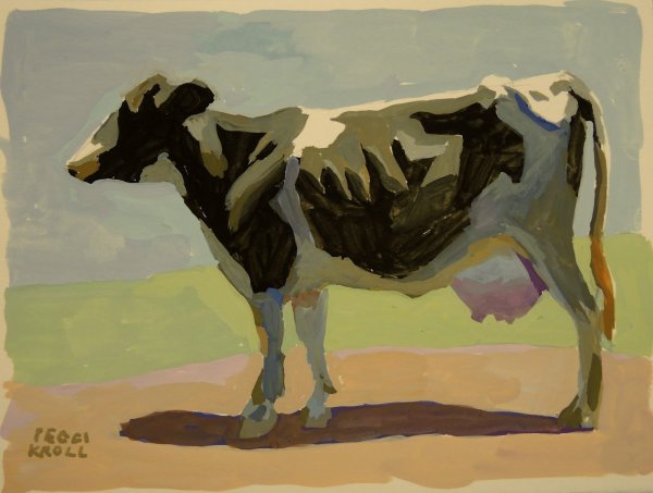 Корова гуашью живопись