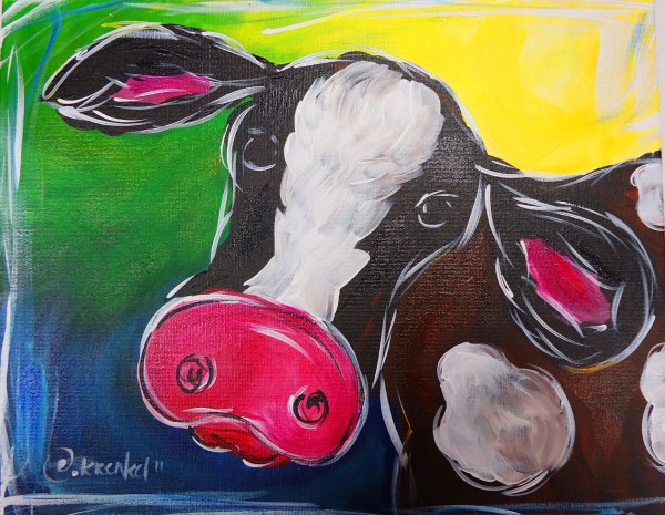 Корова рисунок гуашью