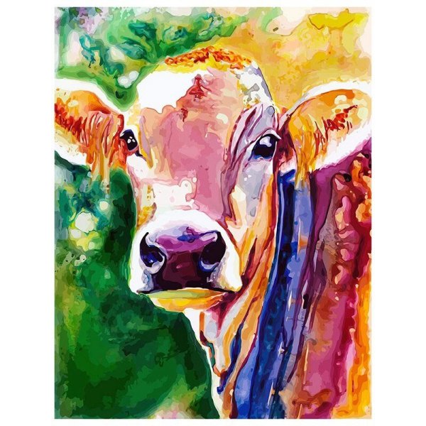 Корова гуашью